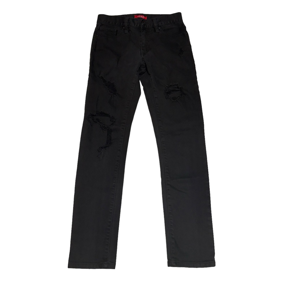 GUESS Men’s 29X31 Skinny Destroyed Ripped Jeans Black Modern Avalon Fit